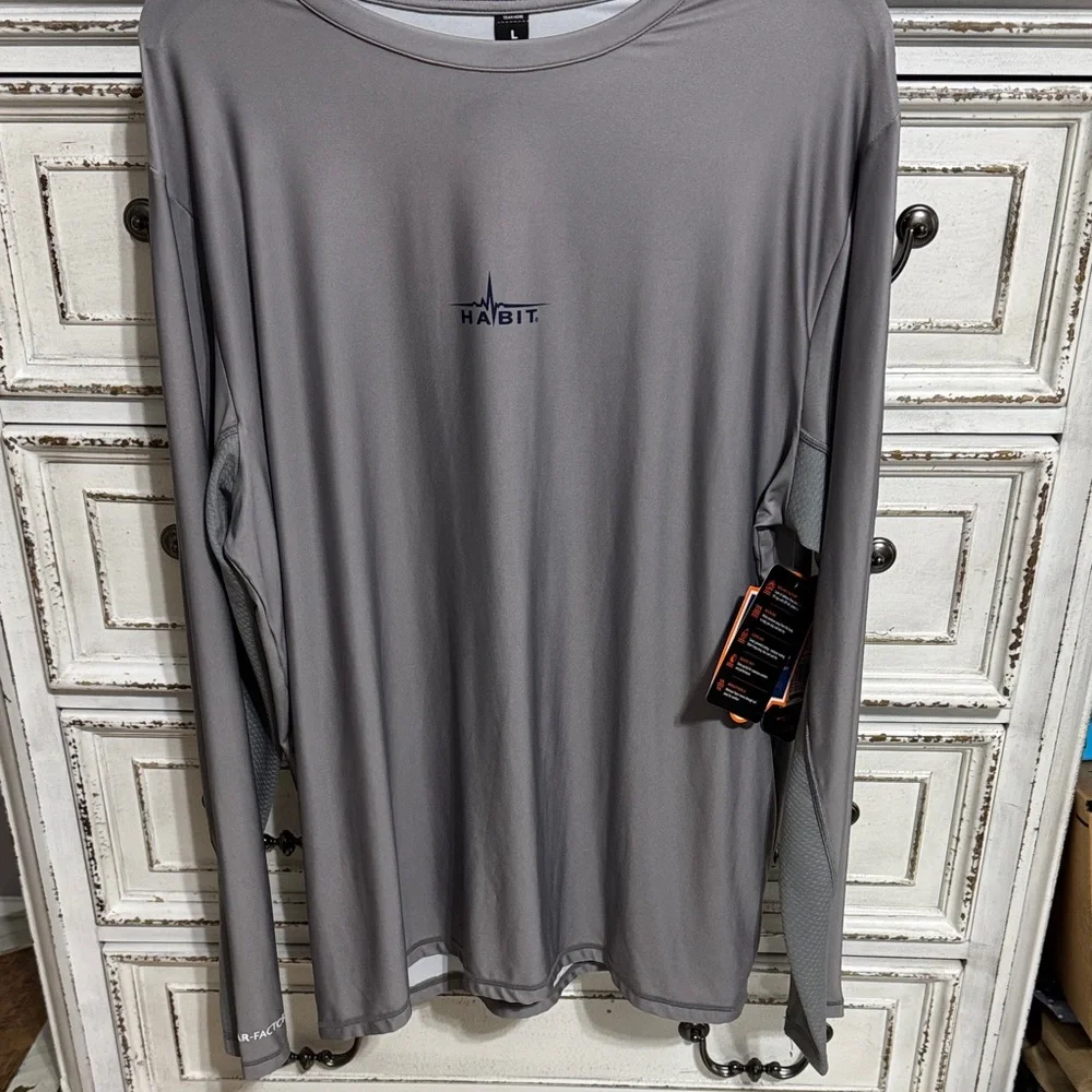 Habit Gray Solar Marina Waves Long Sleeve Tee XL